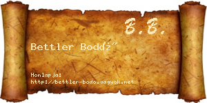 Bettler Bodó névjegykártya